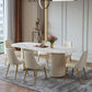 Traditional Luxury Dining Table Oval Sintered Stone Table with Double Pedestal Base 78.7"L x 31.5"W x 29.5"H Without Chairs Clearhalo 'Dining Tables & Seating' 'Dining Tables' 'dining_table' 'furn' 'furn_dining_table' 'Furniture' 'furniture_dining_table' 'Kitchen & Dining Furniture' 'kitchen' 'kitchen_dining_table' 4977855