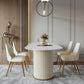 Traditional Luxury Dining Table Oval Sintered Stone Table with Double Pedestal Base 63"L x 31.5"W x 29.5"H Without Chairs Clearhalo 'Dining Tables & Seating' 'Dining Tables' 'dining_table' 'furn' 'furn_dining_table' 'Furniture' 'furniture_dining_table' 'Kitchen & Dining Furniture' 'kitchen' 'kitchen_dining_table' 4977856