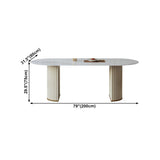 Traditional Luxury Dining Table Oval Sintered Stone Table with Double Pedestal Base Clearhalo 'Dining Tables & Seating' 'Dining Tables' 'dining_table' 'furn' 'furn_dining_table' 'Furniture' 'furniture_dining_table' 'Kitchen & Dining Furniture' 'kitchen' 'kitchen_dining_table' 4977864