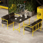 Industrial Style Dining Table Solid Wood Dining Table with Trestle Base Yellow 55.1"L x 27.6"W x 29.5"H Without Chairs Clearhalo 'Dining Tables & Seating' 'Dining Tables' 'dining_table' 'furn' 'furn_dining_table' 'Furniture' 'furniture_dining_table' 'Kitchen & Dining Furniture' 'kitchen' 'kitchen_dining_table' 4977865