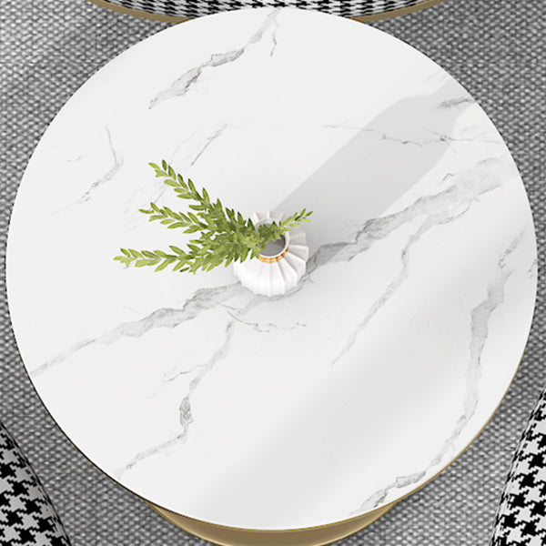 Luxury Sintered Stone Top Dining Table Round Table with Gold Metal Pedestal Clearhalo 'Dining Tables & Seating' 'Dining Tables' 'dining_table' 'furn' 'furn_dining_table' 'Furniture' 'furniture_dining_table' 'Kitchen & Dining Furniture' 'kitchen' 'kitchen_dining_table' 4977887