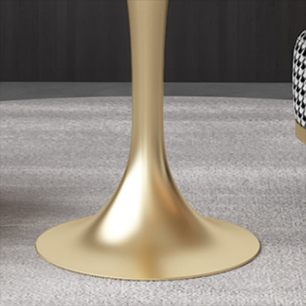Luxury Sintered Stone Top Dining Table Round Table with Gold Metal Pedestal Clearhalo 'Dining Tables & Seating' 'Dining Tables' 'dining_table' 'furn' 'furn_dining_table' 'Furniture' 'furniture_dining_table' 'Kitchen & Dining Furniture' 'kitchen' 'kitchen_dining_table' 4977890