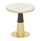 Luxury Sintered Stone Top Dining Table Round Table with Gold Metal Pedestal Black Gold 31.5"L x 31.5"W x 29.5"H Without Chairs Clearhalo 'Dining Tables & Seating' 'Dining Tables' 'dining_table' 'furn' 'furn_dining_table' 'Furniture' 'furniture_dining_table' 'Kitchen & Dining Furniture' 'kitchen' 'kitchen_dining_table' 4977891