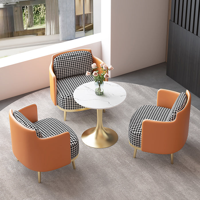 Luxury Sintered Stone Top Dining Table Round Table with Gold Metal Pedestal Clearhalo 'Dining Tables & Seating' 'Dining Tables' 'dining_table' 'furn' 'furn_dining_table' 'Furniture' 'furniture_dining_table' 'Kitchen & Dining Furniture' 'kitchen' 'kitchen_dining_table' 4977892