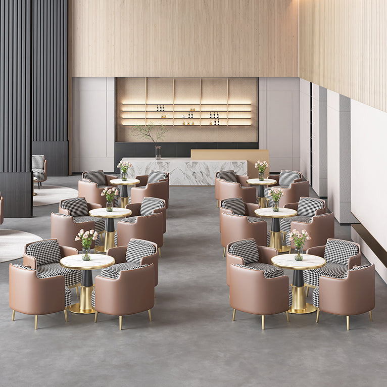 Luxury Sintered Stone Top Dining Table Round Table with Gold Metal Pedestal Clearhalo 'Dining Tables & Seating' 'Dining Tables' 'dining_table' 'furn' 'furn_dining_table' 'Furniture' 'furniture_dining_table' 'Kitchen & Dining Furniture' 'kitchen' 'kitchen_dining_table' 4977894