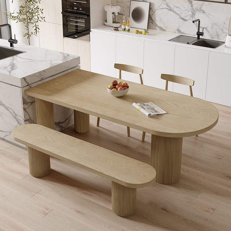 Irregular Shape Pine Wood Table for Restaurant Nature Island Table with 3 Legs 63"L x 27.6"W x 29.5"H Without Chairs Clearhalo 'Dining Tables & Seating' 'Dining Tables' 'dining_table' 'furn' 'furn_dining_table' 'Furniture' 'furniture_dining_table' 'Kitchen & Dining Furniture' 'kitchen' 'kitchen_dining_table' 4977899