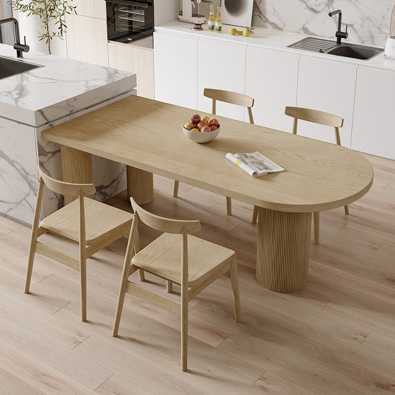 Irregular Shape Pine Wood Table for Restaurant Nature Island Table with 3 Legs 70.9"L x 31.5"W x 29.5"H Without Chairs Clearhalo 'Dining Tables & Seating' 'Dining Tables' 'dining_table' 'furn' 'furn_dining_table' 'Furniture' 'furniture_dining_table' 'Kitchen & Dining Furniture' 'kitchen' 'kitchen_dining_table' 4977900