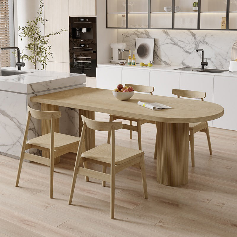 Irregular Shape Pine Wood Table for Restaurant Nature Island Table with 3 Legs 78.7"L x 31.5"W x 29.5"H Without Chairs Clearhalo 'Dining Tables & Seating' 'Dining Tables' 'dining_table' 'furn' 'furn_dining_table' 'Furniture' 'furniture_dining_table' 'Kitchen & Dining Furniture' 'kitchen' 'kitchen_dining_table' 4977901