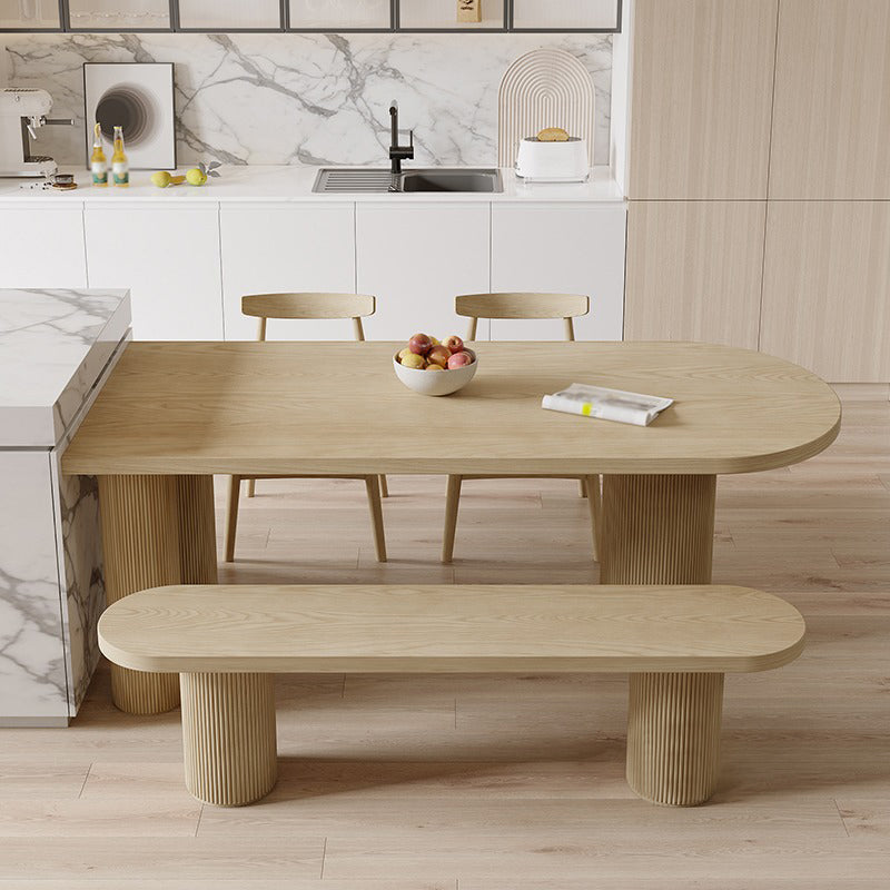Irregular Shape Pine Wood Table for Restaurant Nature Island Table with 3 Legs 55.1"L x 27.6"W x 29.5"H Without Chairs Clearhalo 'Dining Tables & Seating' 'Dining Tables' 'dining_table' 'furn' 'furn_dining_table' 'Furniture' 'furniture_dining_table' 'Kitchen & Dining Furniture' 'kitchen' 'kitchen_dining_table' 4977902