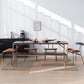 Traditional Luxury Dining Table Rectangle Solid Wood Dining Table with Metal Base Gold 55.1"L x 31.5"W x 29.5"H Without Chairs Clearhalo 'Dining Tables & Seating' 'Dining Tables' 'dining_table' 'furn' 'furn_dining_table' 'Furniture' 'furniture_dining_table' 'Kitchen & Dining Furniture' 'kitchen' 'kitchen_dining_table' 4977912