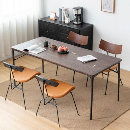 Traditional Luxury Dining Table Rectangle Solid Wood Dining Table with Metal Base Black Without Chairs Clearhalo 'Dining Tables & Seating' 'Dining Tables' 'dining_table' 'furn' 'furn_dining_table' 'Furniture' 'furniture_dining_table' 'Kitchen & Dining Furniture' 'kitchen' 'kitchen_dining_table' 4977915