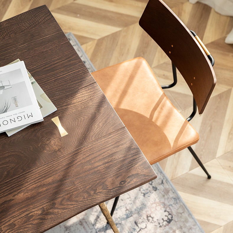 Traditional Luxury Dining Table Rectangle Solid Wood Dining Table with Metal Base Clearhalo 'Dining Tables & Seating' 'Dining Tables' 'dining_table' 'furn' 'furn_dining_table' 'Furniture' 'furniture_dining_table' 'Kitchen & Dining Furniture' 'kitchen' 'kitchen_dining_table' 4977918