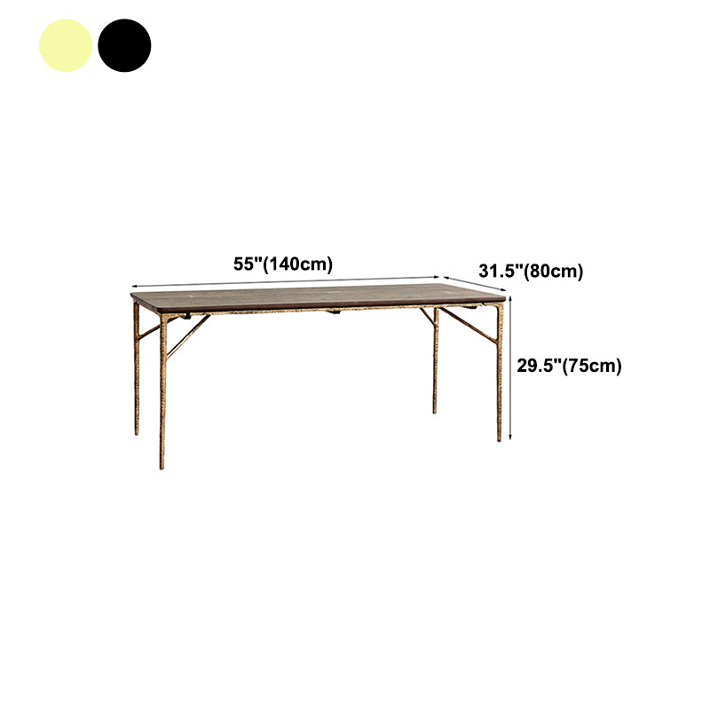 Traditional Luxury Dining Table Rectangle Solid Wood Dining Table with Metal Base Clearhalo 'Dining Tables & Seating' 'Dining Tables' 'dining_table' 'furn' 'furn_dining_table' 'Furniture' 'furniture_dining_table' 'Kitchen & Dining Furniture' 'kitchen' 'kitchen_dining_table' 4977926