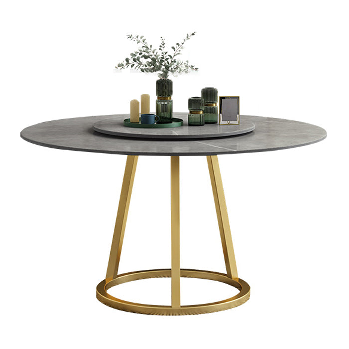 Sintered Stone Top Rotatable Round Table Modern Dining Table with Pedestal Base Clearhalo 'Dining Tables & Seating' 'Dining Tables' 'dining_table' 'furn' 'furn_dining_table' 'Furniture' 'furniture_dining_table' 'Kitchen & Dining Furniture' 'kitchen' 'kitchen_dining_table' 4977933