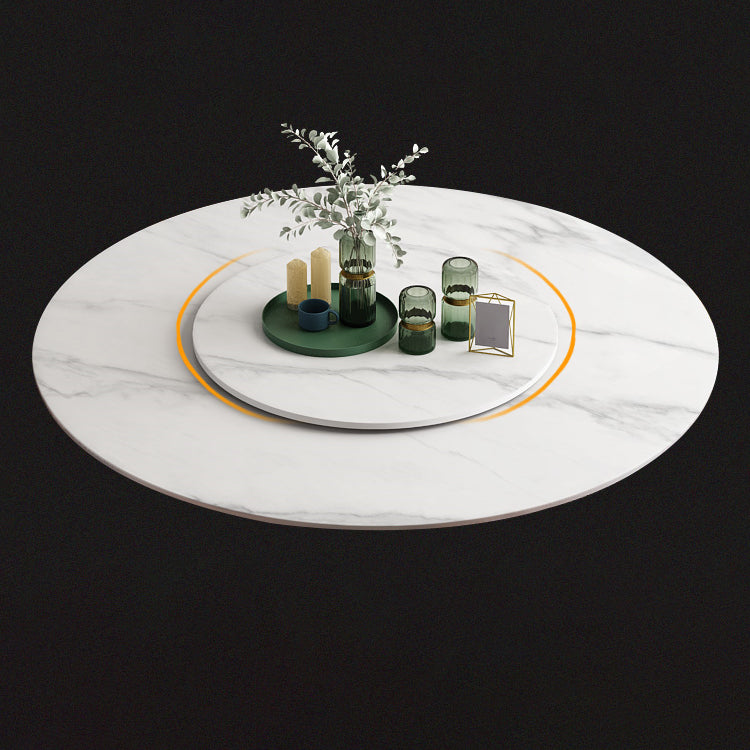 Sintered Stone Top Rotatable Round Table Modern Dining Table with Pedestal Base Clearhalo 'Dining Tables & Seating' 'Dining Tables' 'dining_table' 'furn' 'furn_dining_table' 'Furniture' 'furniture_dining_table' 'Kitchen & Dining Furniture' 'kitchen' 'kitchen_dining_table' 4977934