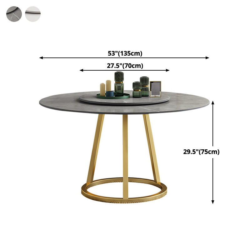 Sintered Stone Top Rotatable Round Table Modern Dining Table with Pedestal Base Clearhalo 'Dining Tables & Seating' 'Dining Tables' 'dining_table' 'furn' 'furn_dining_table' 'Furniture' 'furniture_dining_table' 'Kitchen & Dining Furniture' 'kitchen' 'kitchen_dining_table' 4977938