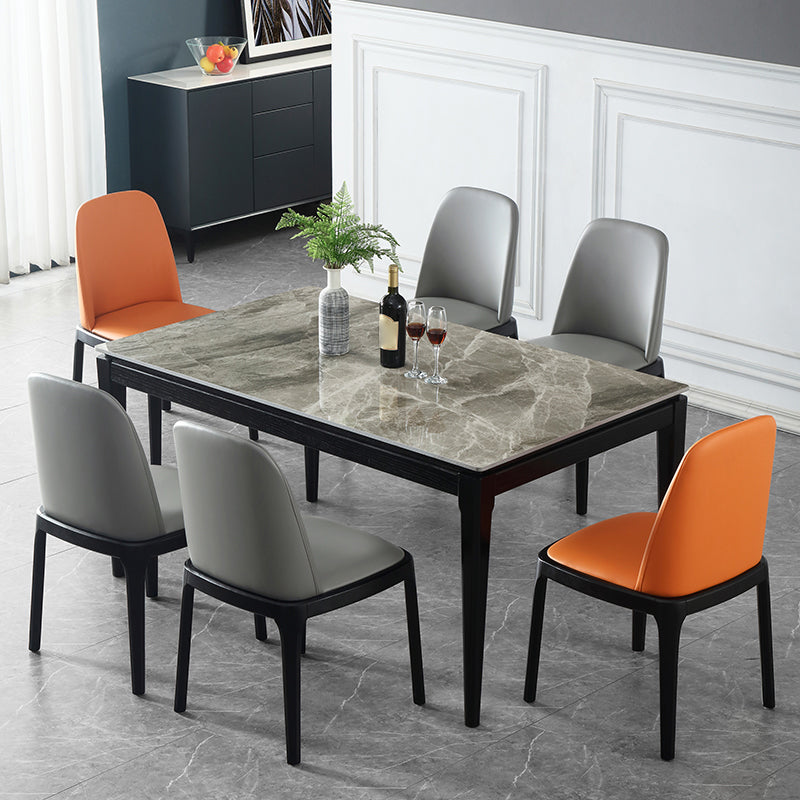 Rectangle 4 Legs Modern Dining Table Grey Tone Fixed Table of Sintered Stone 51.2"L x 27.6"W x 29.5"H Without Chairs Clearhalo 'Dining Tables & Seating' 'Dining Tables' 'dining_table' 'furn' 'furn_dining_table' 'Furniture' 'furniture_dining_table' 'Kitchen & Dining Furniture' 'kitchen' 'kitchen_dining_table' 4977940