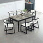 Rectangle 4 Legs Modern Dining Table Grey Tone Fixed Table of Sintered Stone Clearhalo 'Dining Tables & Seating' 'Dining Tables' 'dining_table' 'furn' 'furn_dining_table' 'Furniture' 'furniture_dining_table' 'Kitchen & Dining Furniture' 'kitchen' 'kitchen_dining_table' 4977949