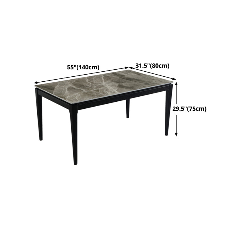 Rectangle 4 Legs Modern Dining Table Grey Tone Fixed Table of Sintered Stone Clearhalo 'Dining Tables & Seating' 'Dining Tables' 'dining_table' 'furn' 'furn_dining_table' 'Furniture' 'furniture_dining_table' 'Kitchen & Dining Furniture' 'kitchen' 'kitchen_dining_table' 4977952