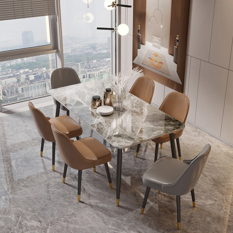 Stone Top Dining Table Modern Rectangle Dining Table with 4 Legs in Black Grey Without Chairs Clearhalo 'Dining Tables & Seating' 'Dining Tables' 'dining_table' 'furn' 'furn_dining_table' 'Furniture' 'furniture_dining_table' 'Kitchen & Dining Furniture' 'kitchen' 'kitchen_dining_table' 4977981