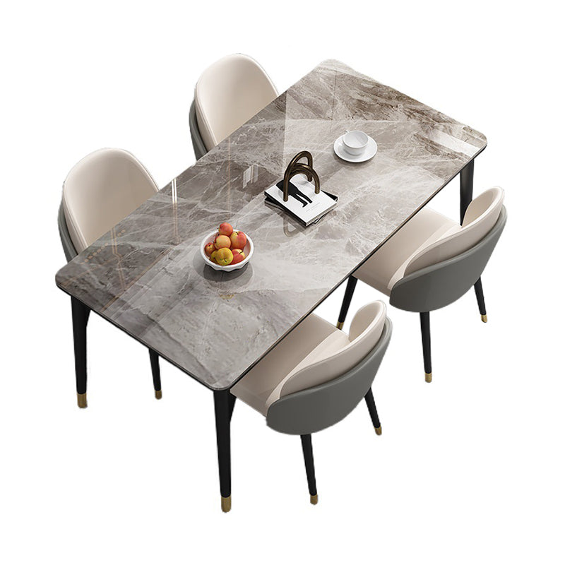 Stone Top Dining Table Modern Rectangle Dining Table with 4 Legs in Black Clearhalo 'Dining Tables & Seating' 'Dining Tables' 'dining_table' 'furn' 'furn_dining_table' 'Furniture' 'furniture_dining_table' 'Kitchen & Dining Furniture' 'kitchen' 'kitchen_dining_table' 4977984