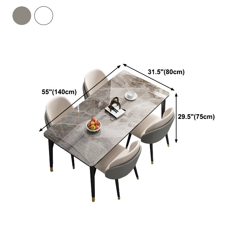 Stone Top Dining Table Modern Rectangle Dining Table with 4 Legs in Black Clearhalo 'Dining Tables & Seating' 'Dining Tables' 'dining_table' 'furn' 'furn_dining_table' 'Furniture' 'furniture_dining_table' 'Kitchen & Dining Furniture' 'kitchen' 'kitchen_dining_table' 4977987