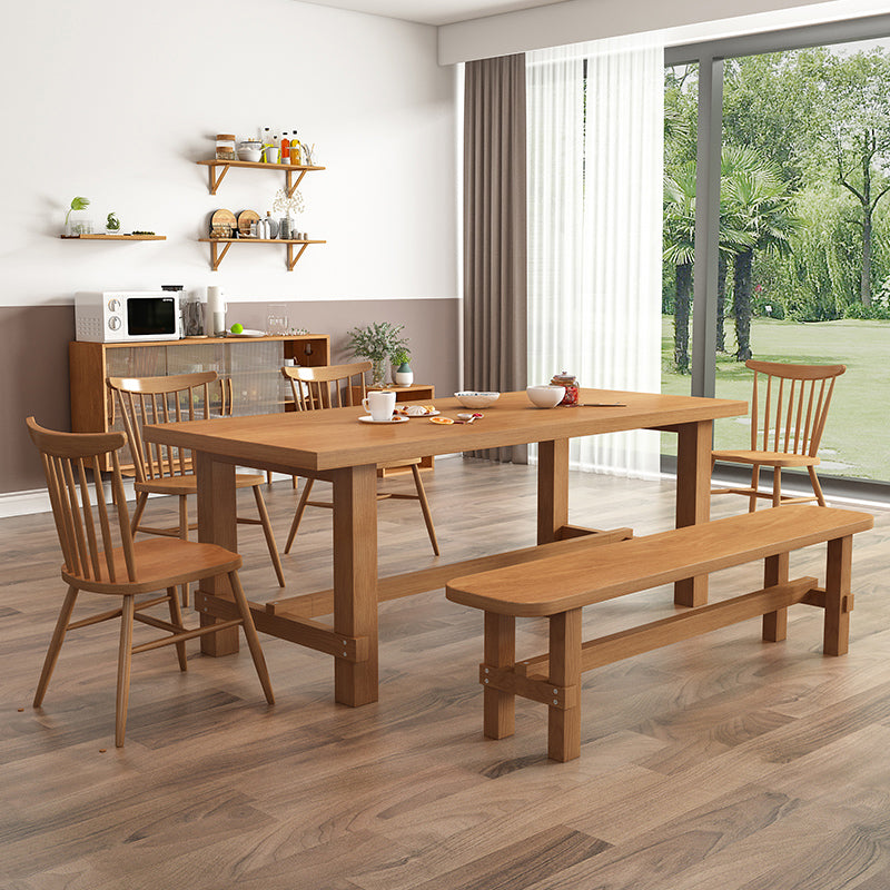Modern Ash Wood Table for Restaurant Rectangle Dining Table with Trestle Base Brown 70.9"L x 33.5"W x 29.5"H Without Chairs Clearhalo 'Dining Tables & Seating' 'Dining Tables' 'dining_table' 'furn' 'furn_dining_table' 'Furniture' 'furniture_dining_table' 'Kitchen & Dining Furniture' 'kitchen' 'kitchen_dining_table' 4977993