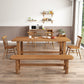 Modern Ash Wood Table for Restaurant Rectangle Dining Table with Trestle Base Brown 78.7"L x 33.5"W x 29.5"H Without Chairs Clearhalo 'Dining Tables & Seating' 'Dining Tables' 'dining_table' 'furn' 'furn_dining_table' 'Furniture' 'furniture_dining_table' 'Kitchen & Dining Furniture' 'kitchen' 'kitchen_dining_table' 4977994
