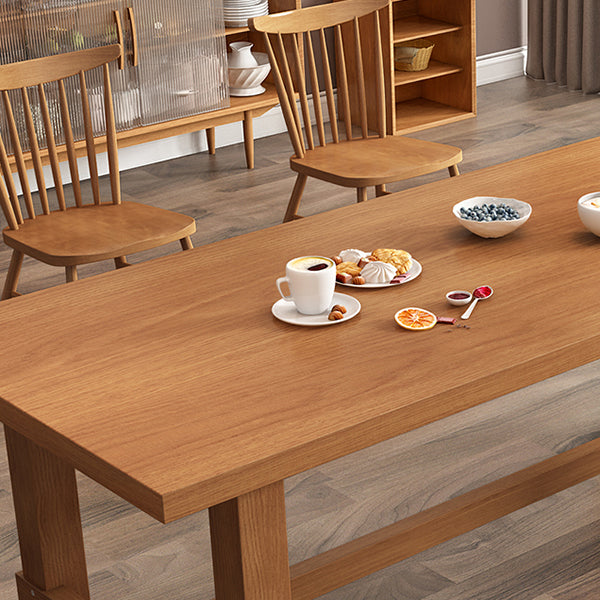 Modern Ash Wood Table for Restaurant Rectangle Dining Table with Trestle Base Clearhalo 'Dining Tables & Seating' 'Dining Tables' 'dining_table' 'furn' 'furn_dining_table' 'Furniture' 'furniture_dining_table' 'Kitchen & Dining Furniture' 'kitchen' 'kitchen_dining_table' 4977996