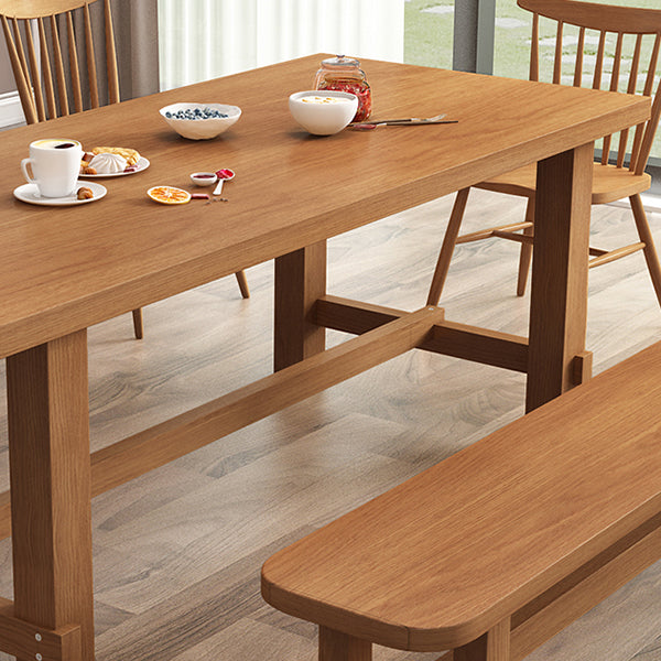 Modern Ash Wood Table for Restaurant Rectangle Dining Table with Trestle Base Clearhalo 'Dining Tables & Seating' 'Dining Tables' 'dining_table' 'furn' 'furn_dining_table' 'Furniture' 'furniture_dining_table' 'Kitchen & Dining Furniture' 'kitchen' 'kitchen_dining_table' 4977997