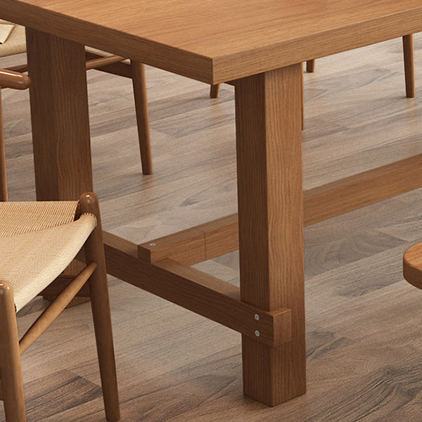 Modern Ash Wood Table for Restaurant Rectangle Dining Table with Trestle Base Clearhalo 'Dining Tables & Seating' 'Dining Tables' 'dining_table' 'furn' 'furn_dining_table' 'Furniture' 'furniture_dining_table' 'Kitchen & Dining Furniture' 'kitchen' 'kitchen_dining_table' 4977998