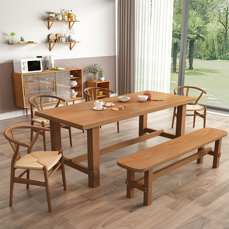 Modern Ash Wood Table for Restaurant Rectangle Dining Table with Trestle Base Clearhalo 'Dining Tables & Seating' 'Dining Tables' 'dining_table' 'furn' 'furn_dining_table' 'Furniture' 'furniture_dining_table' 'Kitchen & Dining Furniture' 'kitchen' 'kitchen_dining_table' 4978001