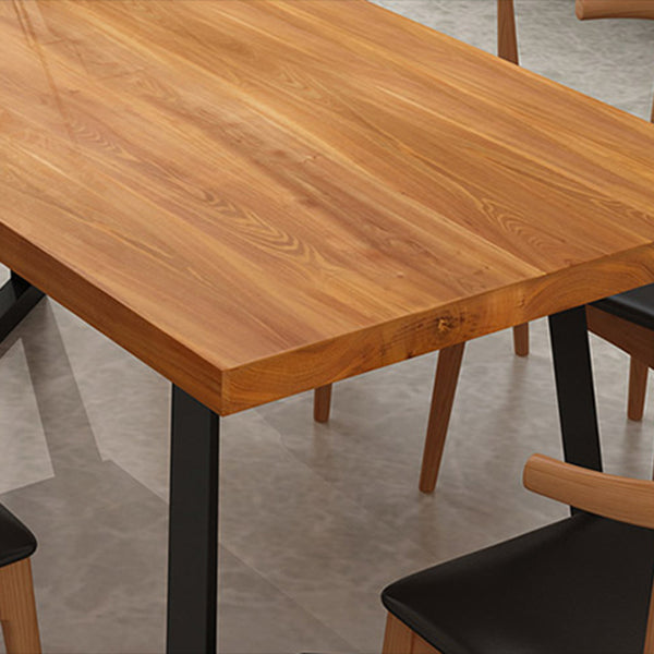 Pine Wood Top Dining Table Modern Rectangle Table with Sled Base Clearhalo 'Dining Tables & Seating' 'Dining Tables' 'dining_table' 'Furniture' 'furniture_dining_table' 'Kitchen & Dining Furniture' 'kitchen' 'kitchen_dining_table' 4978011