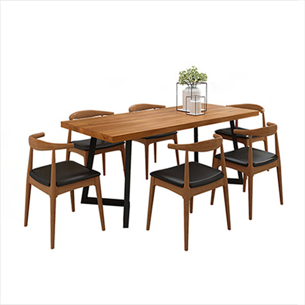 Pine Wood Top Dining Table Modern Rectangle Table with Sled Base Clearhalo 'Dining Tables & Seating' 'Dining Tables' 'dining_table' 'Furniture' 'furniture_dining_table' 'Kitchen & Dining Furniture' 'kitchen' 'kitchen_dining_table' 4978012