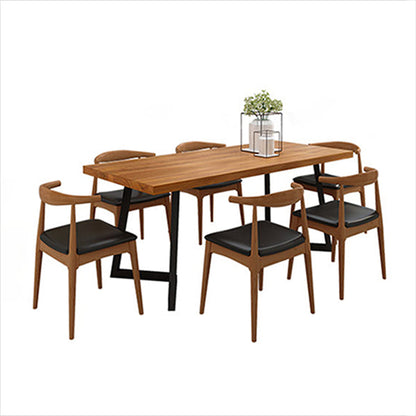 Pine Wood Top Dining Table Modern Rectangle Table with Sled Base Clearhalo 'Dining Tables & Seating' 'Dining Tables' 'dining_table' 'Furniture' 'furniture_dining_table' 'Kitchen & Dining Furniture' 'kitchen' 'kitchen_dining_table' 4978012