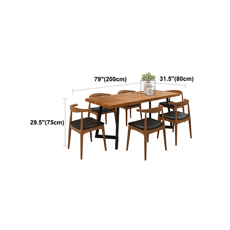 Pine Wood Top Dining Table Modern Rectangle Table with Sled Base Clearhalo 'Dining Tables & Seating' 'Dining Tables' 'dining_table' 'Furniture' 'furniture_dining_table' 'Kitchen & Dining Furniture' 'kitchen' 'kitchen_dining_table' 4978019