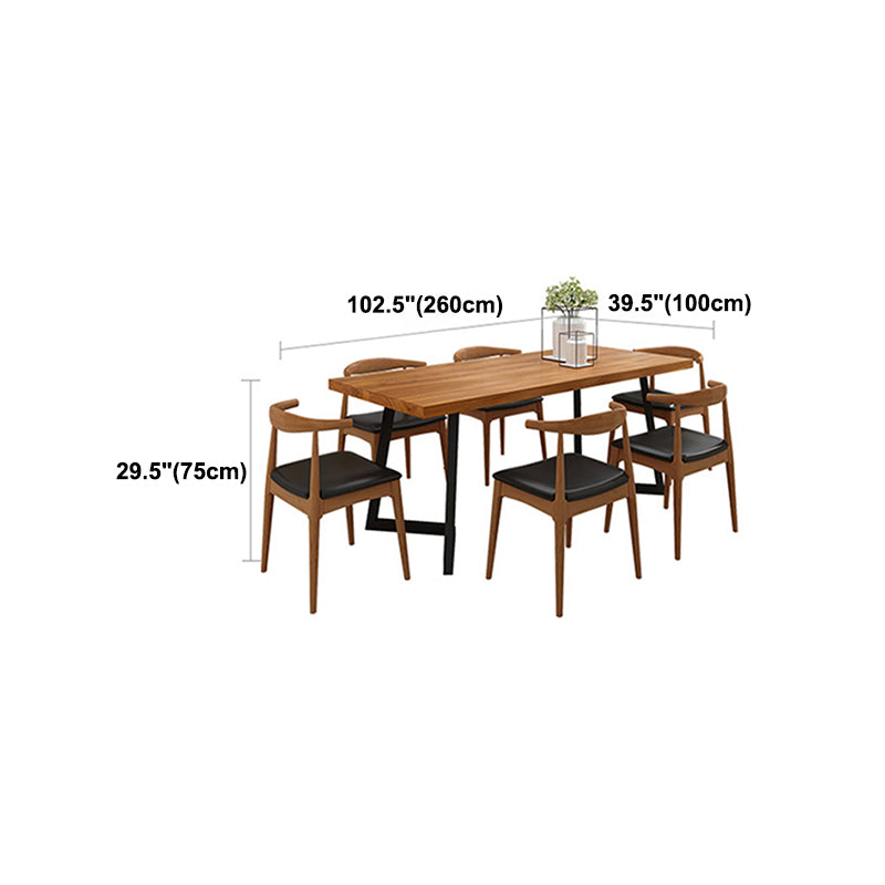 Pine Wood Top Dining Table Modern Rectangle Table with Sled Base Clearhalo 'Dining Tables & Seating' 'Dining Tables' 'dining_table' 'Furniture' 'furniture_dining_table' 'Kitchen & Dining Furniture' 'kitchen' 'kitchen_dining_table' 4978022