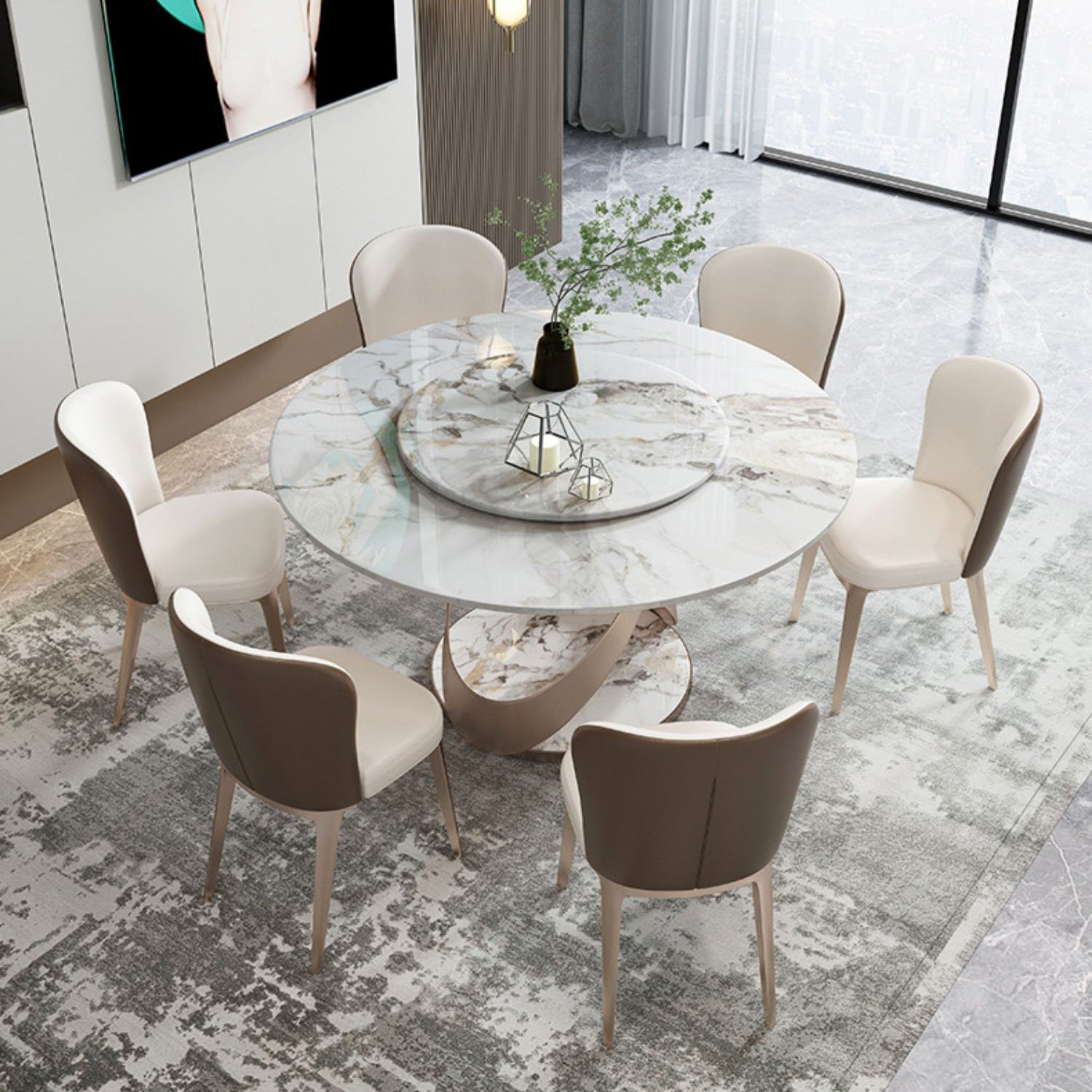 Modern Round Drop-leaf Table Stone with Metal Base Pedestal Dining Table White Without Chairs Clearhalo 'Dining Tables & Seating' 'Dining Tables' 'dining_table' 'furn' 'furn_dining_table' 'Furniture' 'furniture_dining_table' 'Kitchen & Dining Furniture' 'kitchen' 'kitchen_dining_table' 4978026