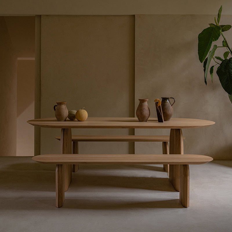 Pine Wood Top Dining Table Modern Oval Table with Sled Base in Brown 70.9"L x 31.5"W x 29.5"H Without Chairs Clearhalo 'Dining Tables & Seating' 'Dining Tables' 'dining_table' 'furn' 'furn_dining_table' 'Furniture' 'furniture_dining_table' 'Kitchen & Dining Furniture' 'kitchen' 'kitchen_dining_table' 4978038