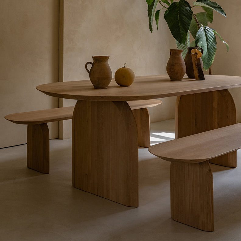 Pine Wood Top Dining Table Modern Oval Table with Sled Base in Brown 78.7"L x 31.5"W x 29.5"H Without Chairs Clearhalo 'Dining Tables & Seating' 'Dining Tables' 'dining_table' 'furn' 'furn_dining_table' 'Furniture' 'furniture_dining_table' 'Kitchen & Dining Furniture' 'kitchen' 'kitchen_dining_table' 4978039