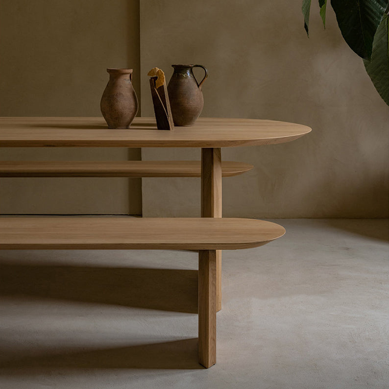 Pine Wood Top Dining Table Modern Oval Table with Sled Base in Brown Clearhalo 'Dining Tables & Seating' 'Dining Tables' 'dining_table' 'furn' 'furn_dining_table' 'Furniture' 'furniture_dining_table' 'Kitchen & Dining Furniture' 'kitchen' 'kitchen_dining_table' 4978040