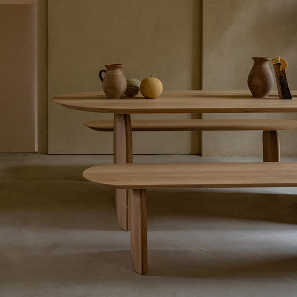Pine Wood Top Dining Table Modern Oval Table with Sled Base in Brown Clearhalo 'Dining Tables & Seating' 'Dining Tables' 'dining_table' 'furn' 'furn_dining_table' 'Furniture' 'furniture_dining_table' 'Kitchen & Dining Furniture' 'kitchen' 'kitchen_dining_table' 4978041