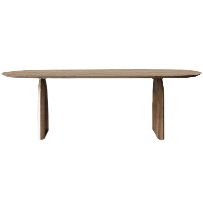 Pine Wood Top Dining Table Modern Oval Table with Sled Base in Brown Without Chairs Clearhalo 'Dining Tables & Seating' 'Dining Tables' 'dining_table' 'furn' 'furn_dining_table' 'Furniture' 'furniture_dining_table' 'Kitchen & Dining Furniture' 'kitchen' 'kitchen_dining_table' 4978042