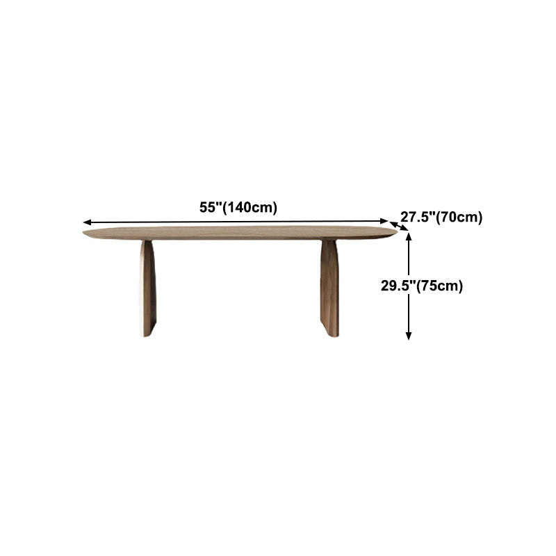 Pine Wood Top Dining Table Modern Oval Table with Sled Base in Brown Clearhalo 'Dining Tables & Seating' 'Dining Tables' 'dining_table' 'furn' 'furn_dining_table' 'Furniture' 'furniture_dining_table' 'Kitchen & Dining Furniture' 'kitchen' 'kitchen_dining_table' 4978043
