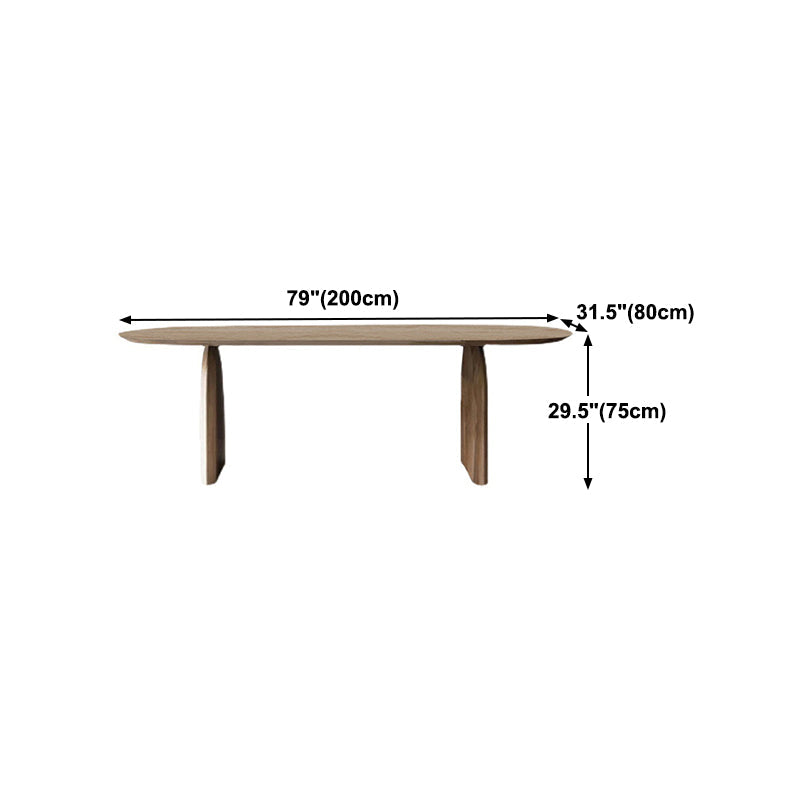 Pine Wood Top Dining Table Modern Oval Table with Sled Base in Brown Clearhalo 'Dining Tables & Seating' 'Dining Tables' 'dining_table' 'furn' 'furn_dining_table' 'Furniture' 'furniture_dining_table' 'Kitchen & Dining Furniture' 'kitchen' 'kitchen_dining_table' 4978046