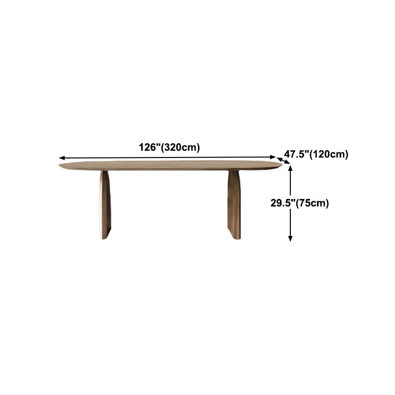Pine Wood Top Dining Table Modern Oval Table with Sled Base in Brown Clearhalo 'Dining Tables & Seating' 'Dining Tables' 'dining_table' 'furn' 'furn_dining_table' 'Furniture' 'furniture_dining_table' 'Kitchen & Dining Furniture' 'kitchen' 'kitchen_dining_table' 4978052