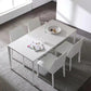 Stone Top Dining Table Contemporary Rectangle Dining Table with 4 Legs in White 63"L x 31.5"W x 29.5"H Clearhalo 'Dining Tables & Seating' 'Dining Tables' 'dining_table' 'Furniture' 'furniture_dining_table' 'Kitchen & Dining Furniture' 'kitchen' 'kitchen_dining_table' 4978054