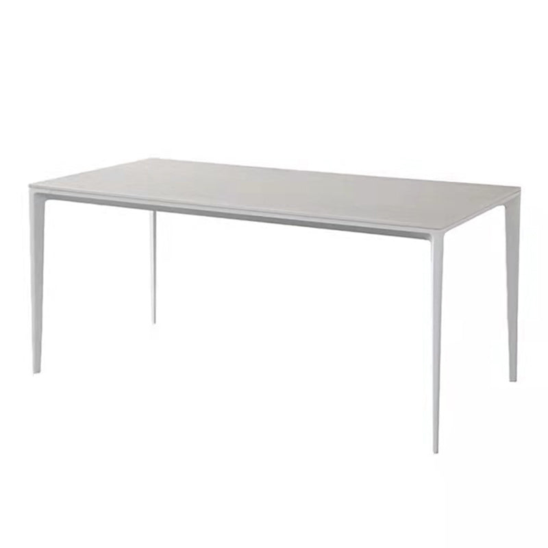 Stone Top Dining Table Contemporary Rectangle Dining Table with 4 Legs in White Clearhalo 'Dining Tables & Seating' 'Dining Tables' 'dining_table' 'Furniture' 'furniture_dining_table' 'Kitchen & Dining Furniture' 'kitchen' 'kitchen_dining_table' 4978057
