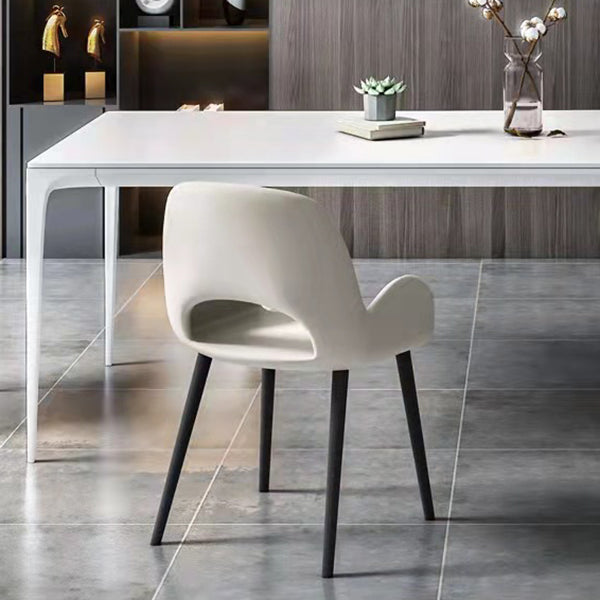 Stone Top Dining Table Contemporary Rectangle Dining Table with 4 Legs in White Clearhalo 'Dining Tables & Seating' 'Dining Tables' 'dining_table' 'Furniture' 'furniture_dining_table' 'Kitchen & Dining Furniture' 'kitchen' 'kitchen_dining_table' 4978059