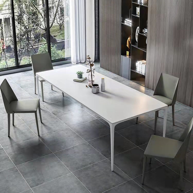 Stone Top Dining Table Contemporary Rectangle Dining Table with 4 Legs in White Clearhalo 'Dining Tables & Seating' 'Dining Tables' 'dining_table' 'Furniture' 'furniture_dining_table' 'Kitchen & Dining Furniture' 'kitchen' 'kitchen_dining_table' 4978062